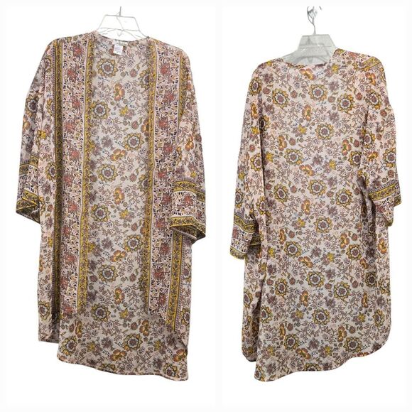 Wild Moss Women's Floral Print Sheer Kimono Boot Barn Western Wear Cardigan Wrap - Picture 3 of 10